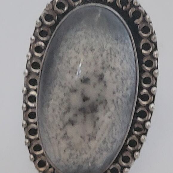 Handmade Sterling Silver Dendritic Agate Ring, Size 7.5 Natural Stone Jewelry - Picture 6 of 14